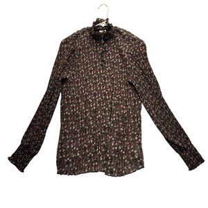 Cabi Knife Pleated Floral Blouse Top Size Small Style 3952 Cottagecore Feminine